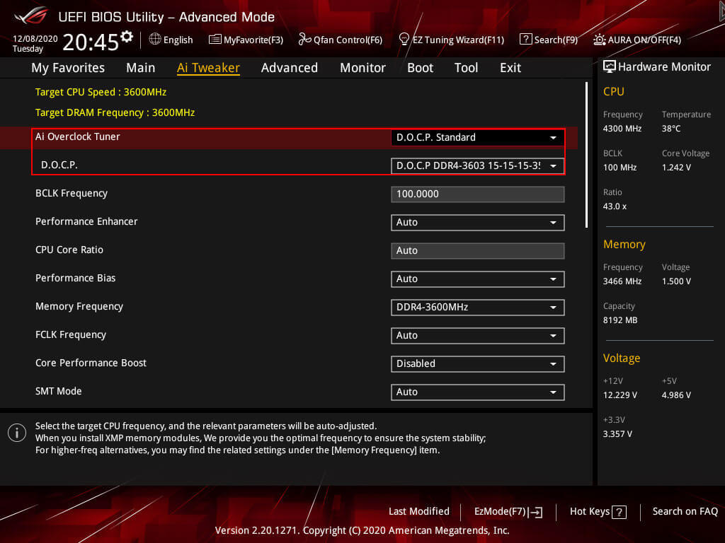 Default XMP profile for the 3700X on a B450 motherboard
