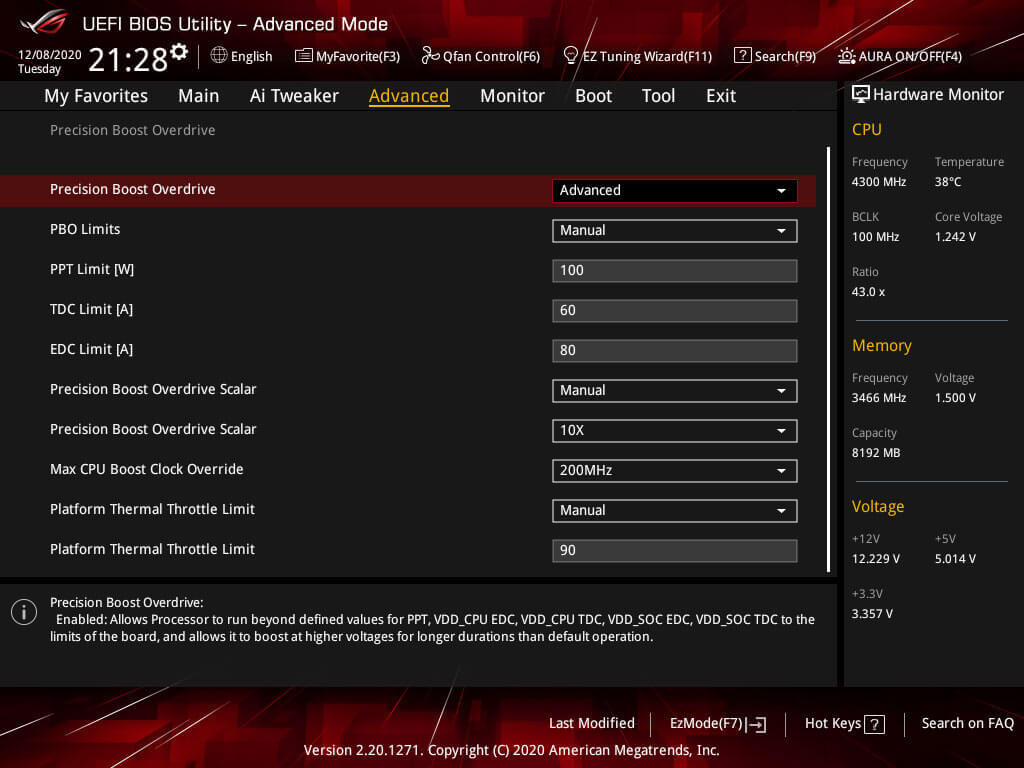 PBO 2.0 base profile 4.2GHz ~ 4.425Ghz