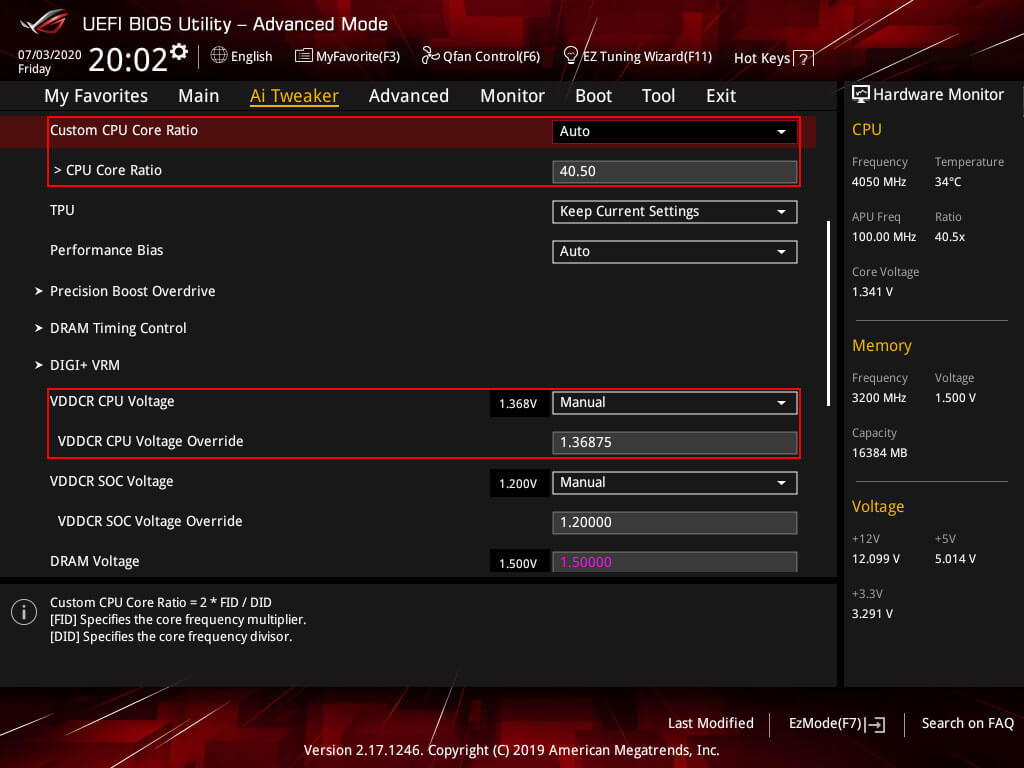 4.05Ghz settings