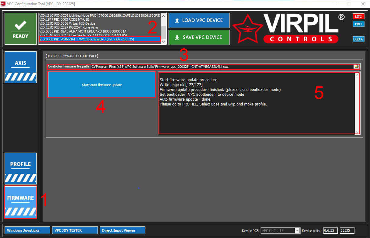 Firmware update steps.