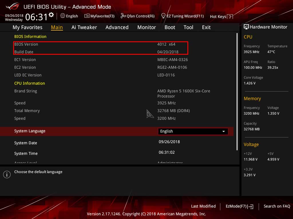 ASUS-ROG-Strix-X370-F BIOS version