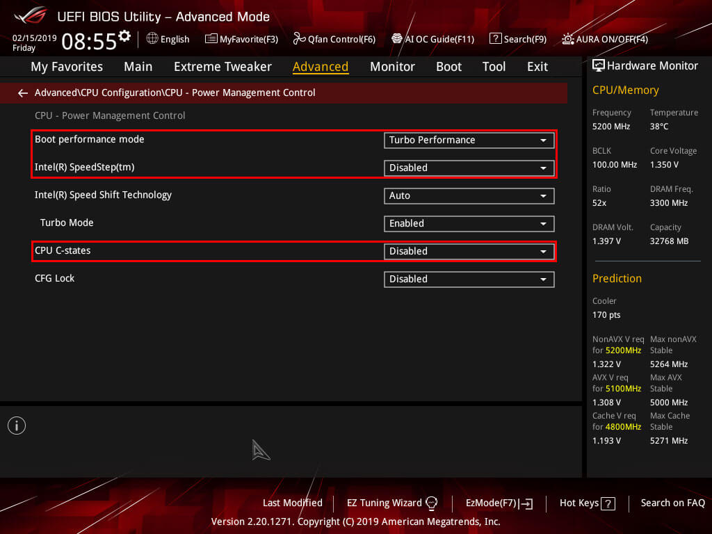 ASUS Maximus Hero XI CPU Power Management Control