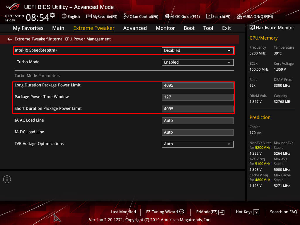 ASUS Maximus Hero XI Internal CPU Power Management