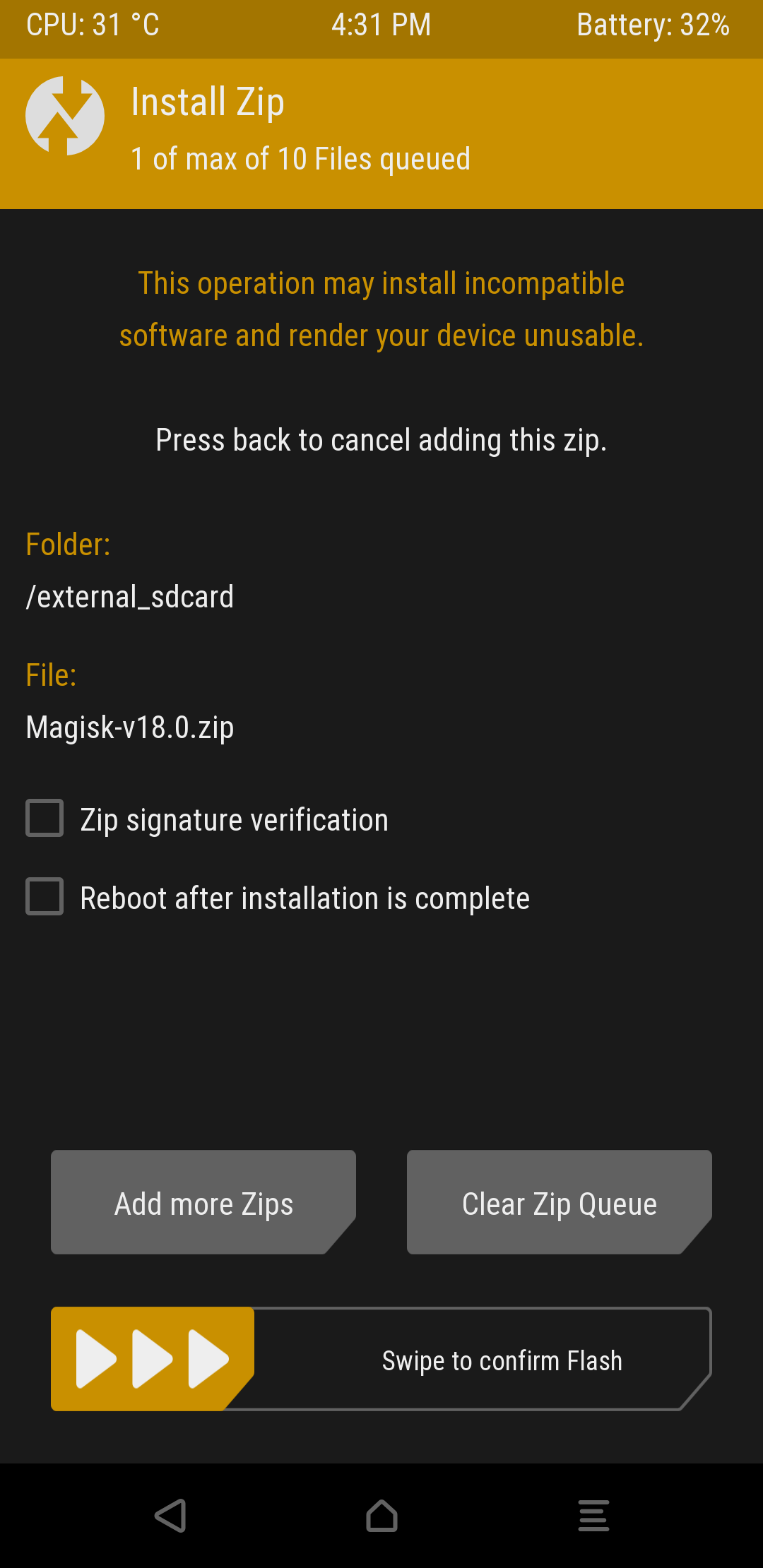 TWRP Magisk install