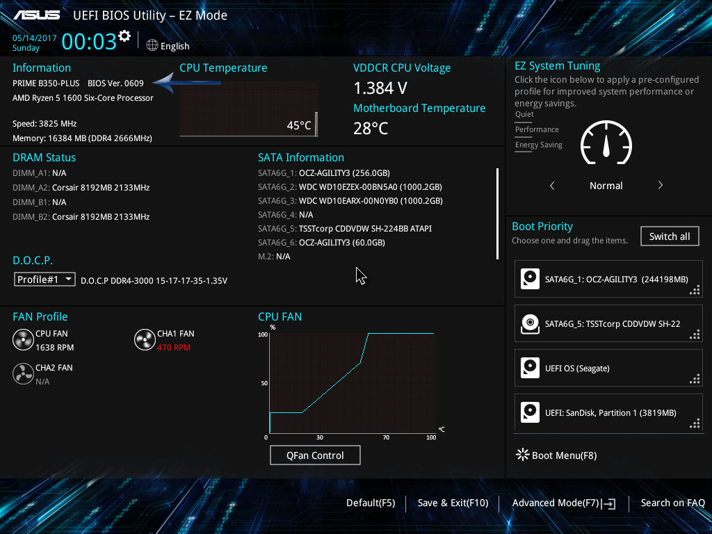 ASUS Prime B350 Plus BIOS version